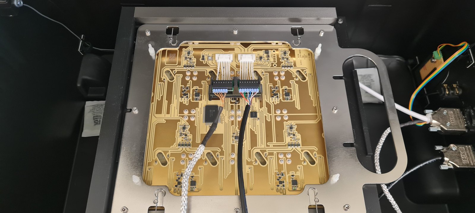 Underside of a DarkSide vPDU showing the gold-plated PCB